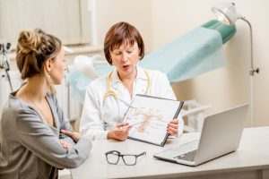 Patient with gynecologist during a consultation 